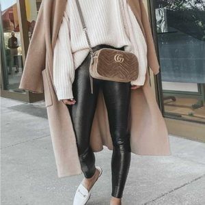 Retro Gong Women Faux Leather Black Leggings